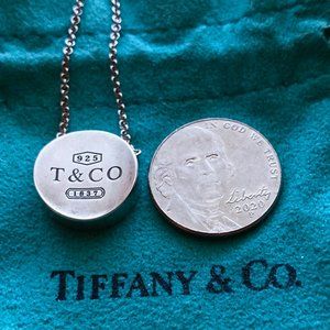 Retired 1837 T&CO Concave Silver Pendant Necklace